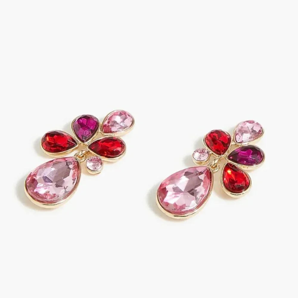 J.Crew Factory Crystal Petal Statement Earrings - Picture 2 of 6